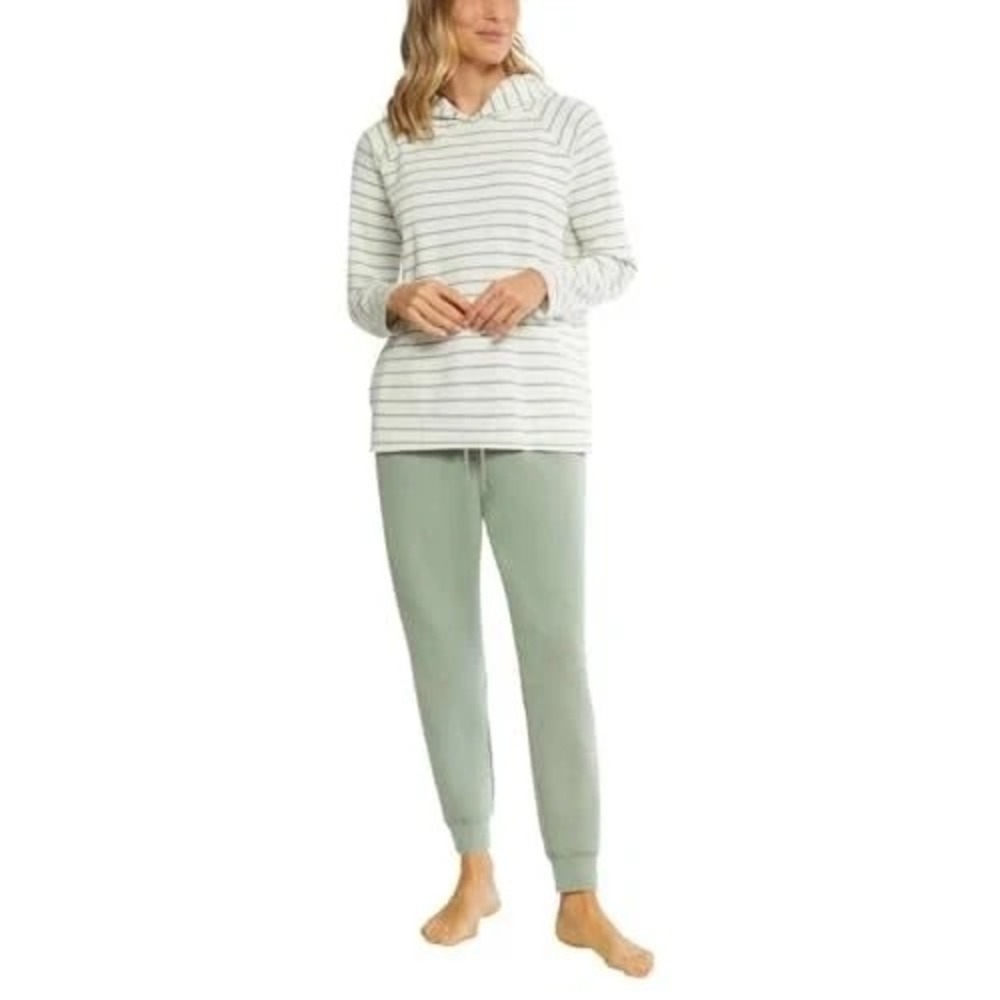 Max & Mia Women's Stripe Waffle Knit Lounge Set, Sage, Size: 2XL, New